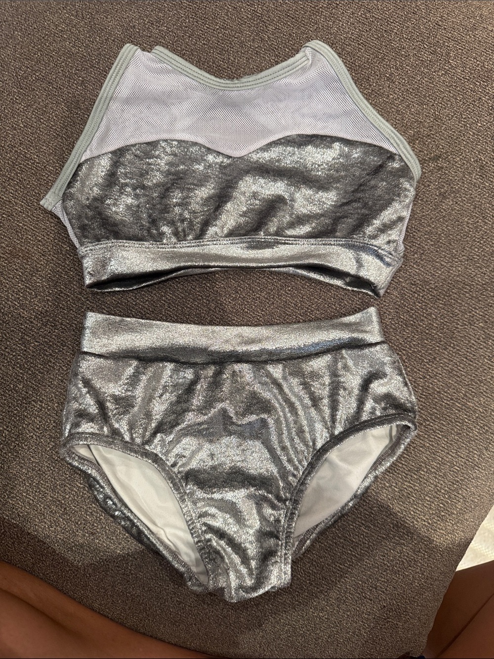 Silver High-Waist and Bralette- kids dance set
